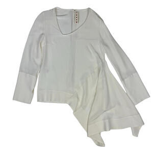 Marni Asymmetric  Silk Top Blouse Cream Size 42 IT, 6 US